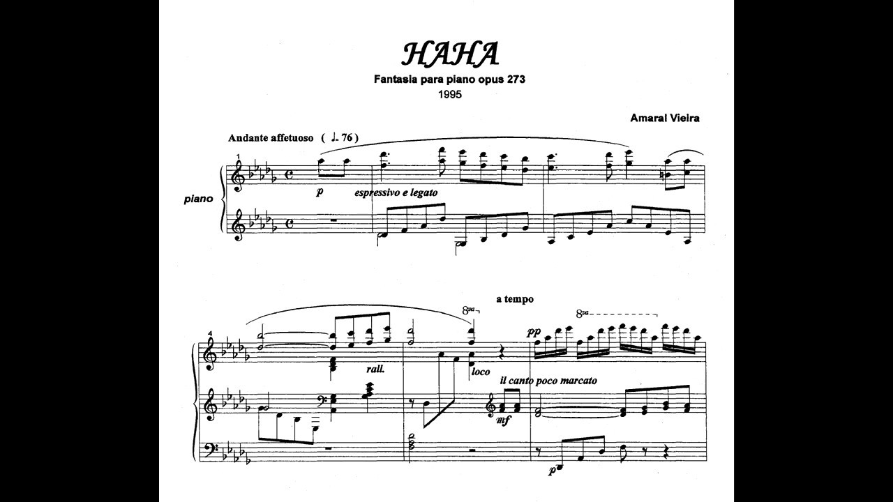 Amaral Vieira - HaHa (M&atilde;e), Op.273 (Paulo Gazzaneo, piano)