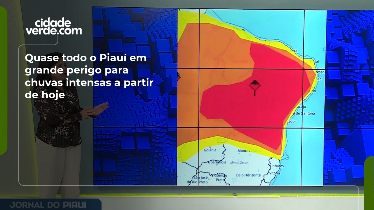 Quase todo o Piauí em grande perigo para chuvas intensas a partir de hoje