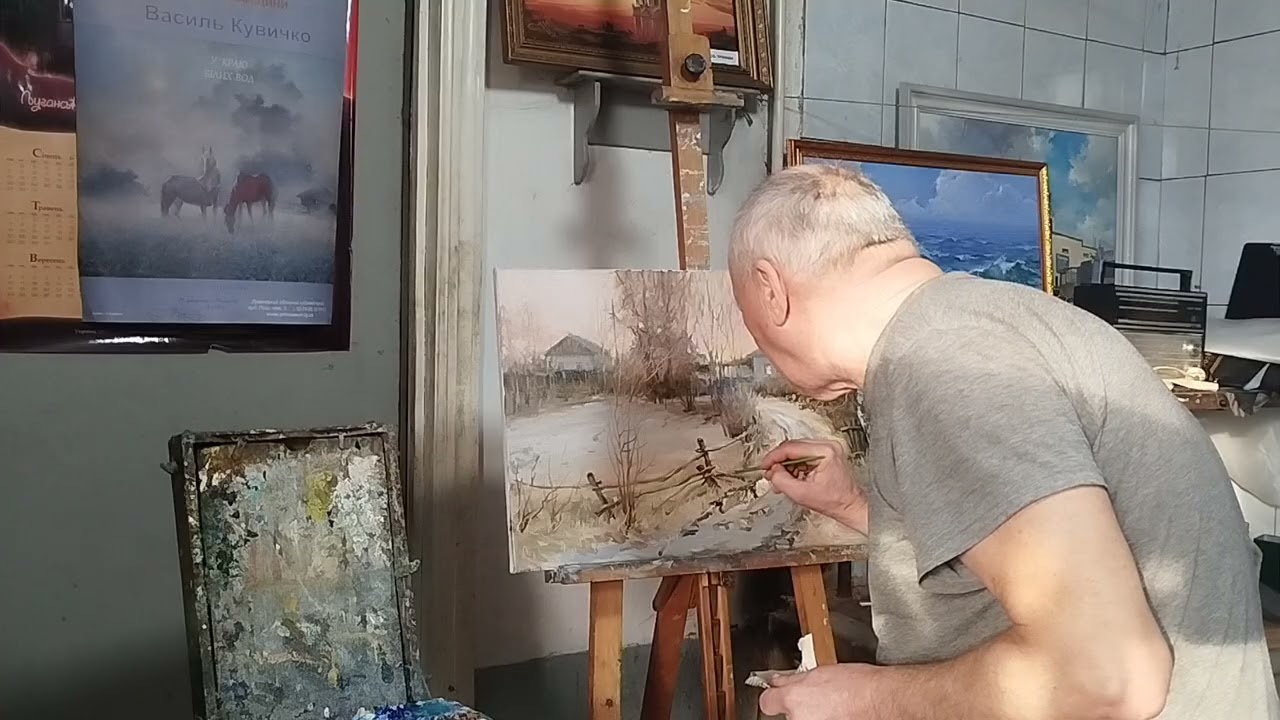 Василий Кувичко Беловодск МАРТА РОБКИЕ ШАГИ  х.м. 40х60 5 марта 2026г.