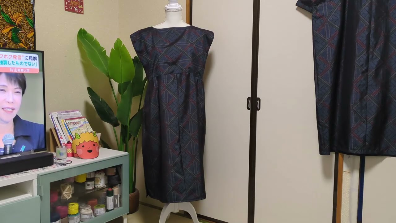 大島紬着物リメイク！着物1枚から、２着のワンピース。