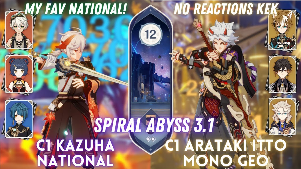 NEW SPIRAL ABYSS 3.1! C1 Kazuha National & C1 Arataki Itto Mono Geo | Floor 12 - 9⭐
