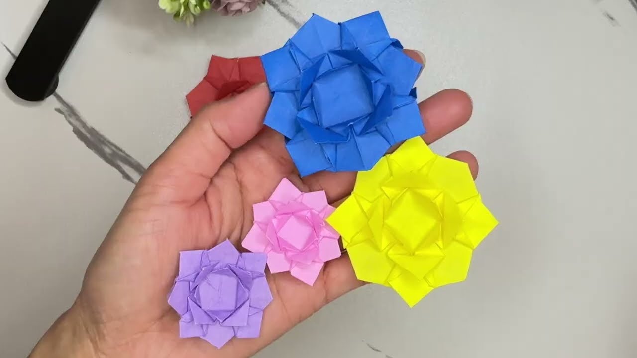 Gấp hoa thược dược - ダリア花の折り方