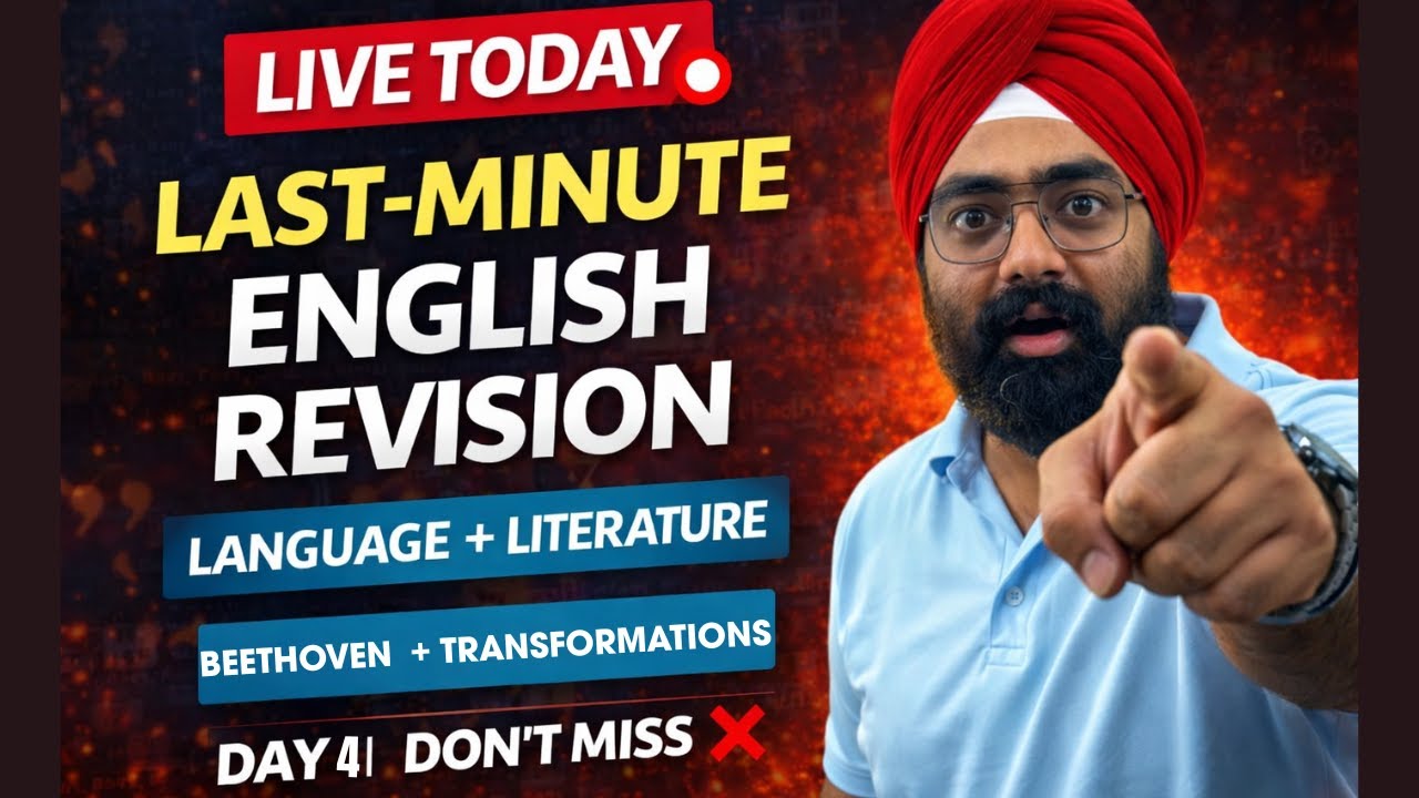 🔴 Day 4 | Last-Minute English Revision LIVE 🔥 | Language + Literature |  BEETHOVEN + TRANSFORMATIONS