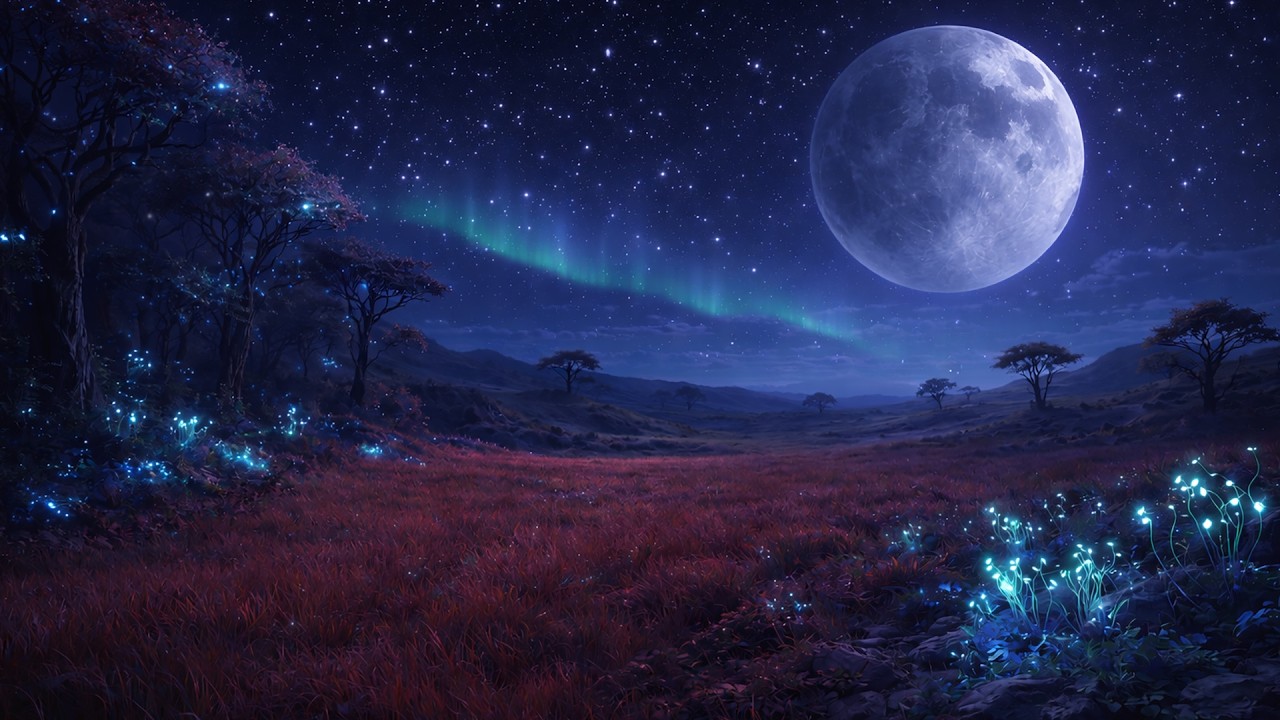 Alien Planet Night Ambient – Calm Sci Fi Soundscape for Sleep 1 Hour