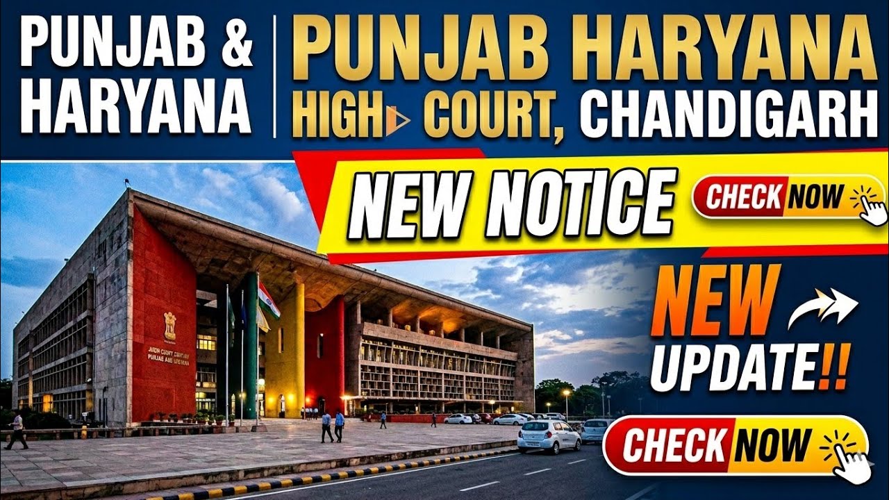Punjab Haryana High Court Chandigarh New Notice Out 2026 🚨 New Update! Check Now