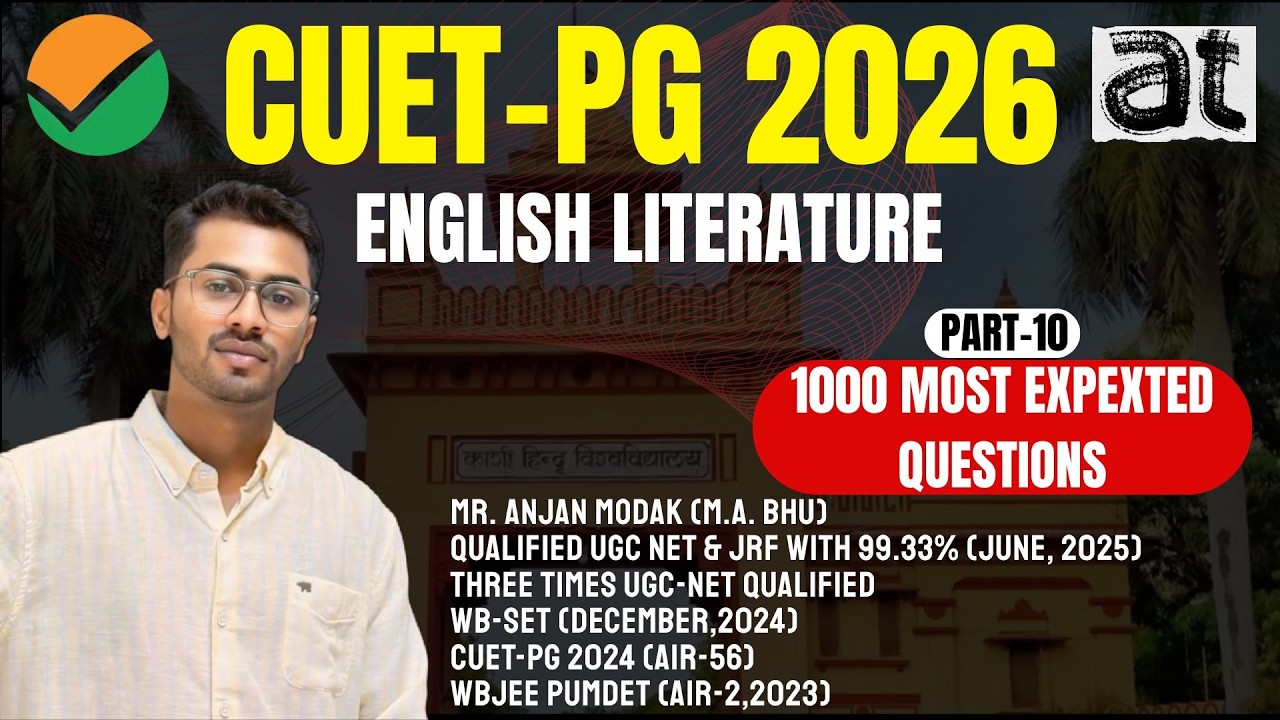 1000 Most Important Questions for CUET PG 2026 | English Literature | Part-10