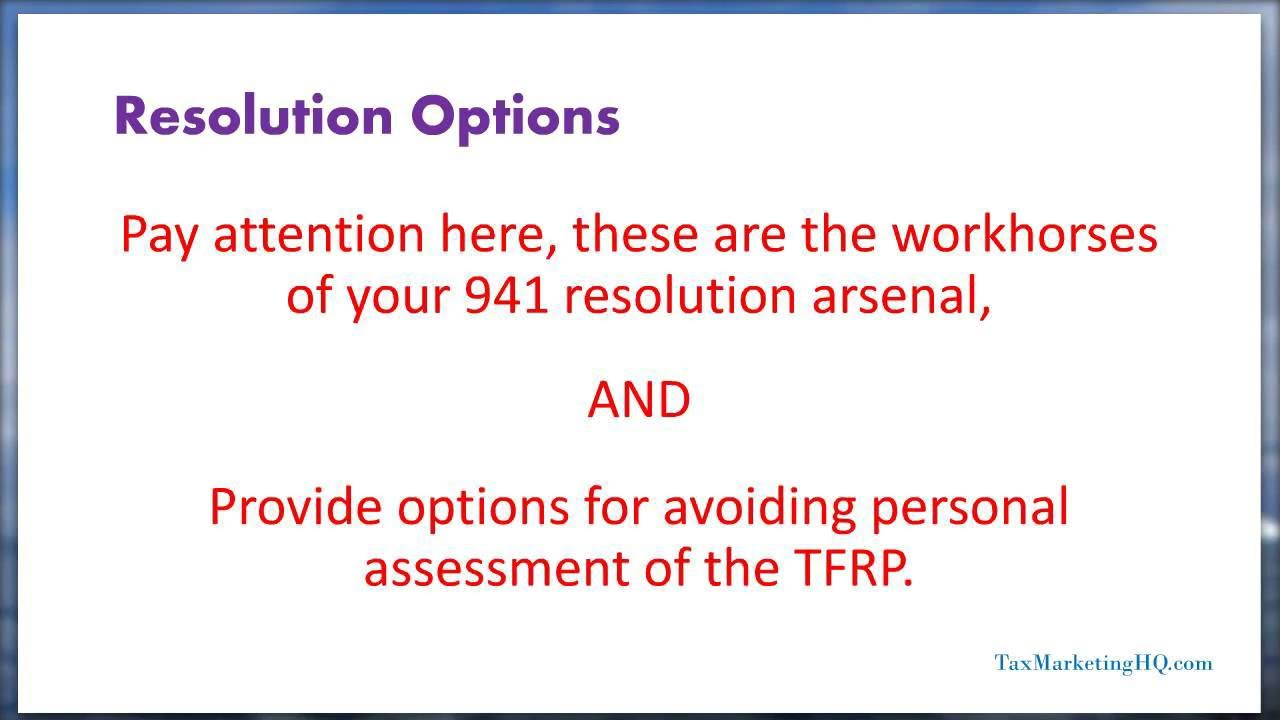 Resolving IRS Payroll Tax Debts (941 Liabilities)