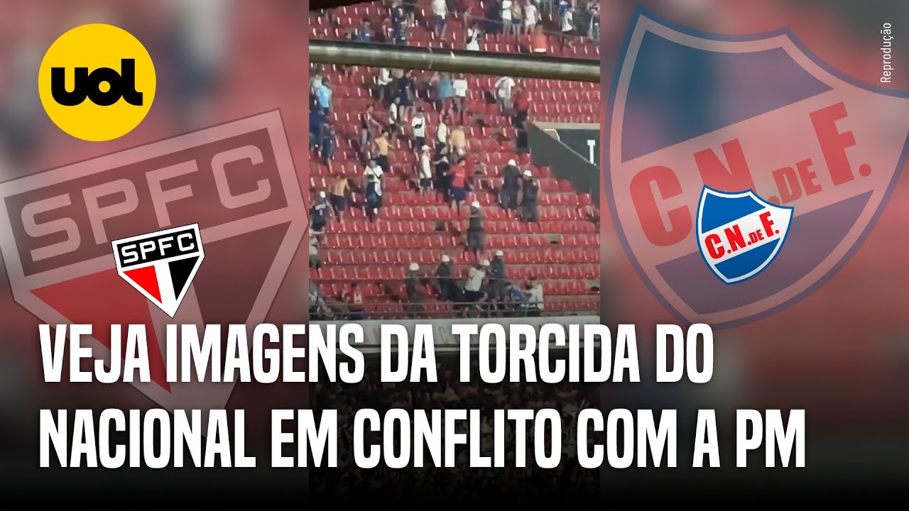 TORCEDORES DO NACIONAL ATIRAM CADEIRAS EM PMs NO MORUMBIS EM JOGO COM O SÃO PAULO NA LIBERTADORES