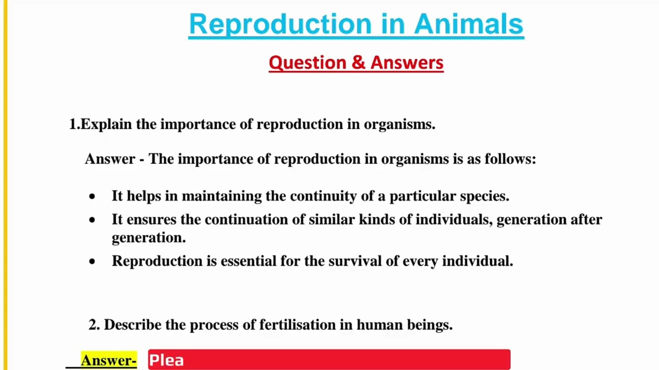 Reproduction in Animals | Class 8 | Science | NCERT | CBSE | Question & Answers
