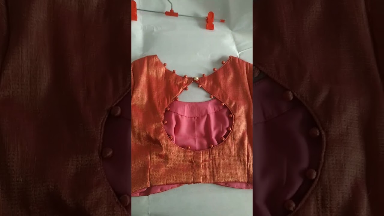 Potli Botton Back Neck Blouse Design