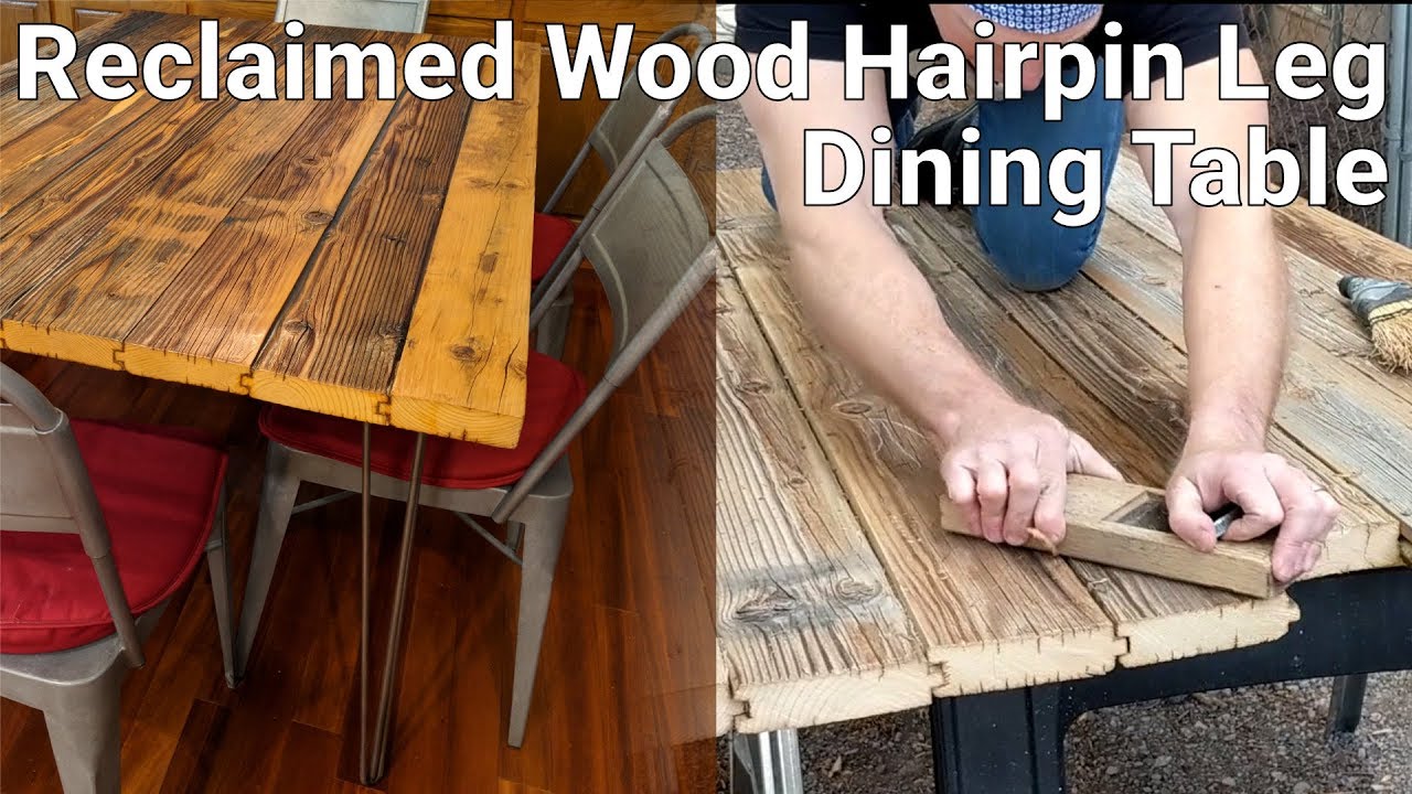 Reclaimed Wood Metal Hairpin Leg Dining Table