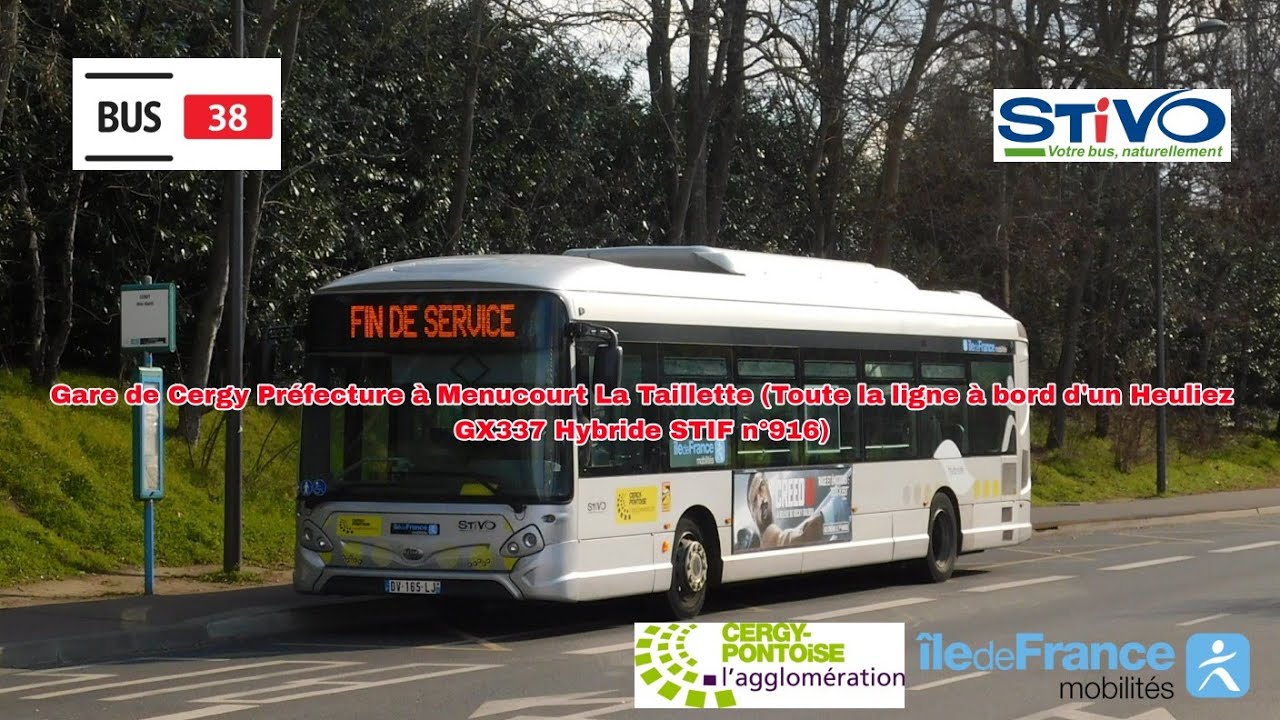 [Ligne 38 STIVO] GX337 Hybride STIF n°916 - Gare de Cergy Préfecture à Menucourt La Taillette