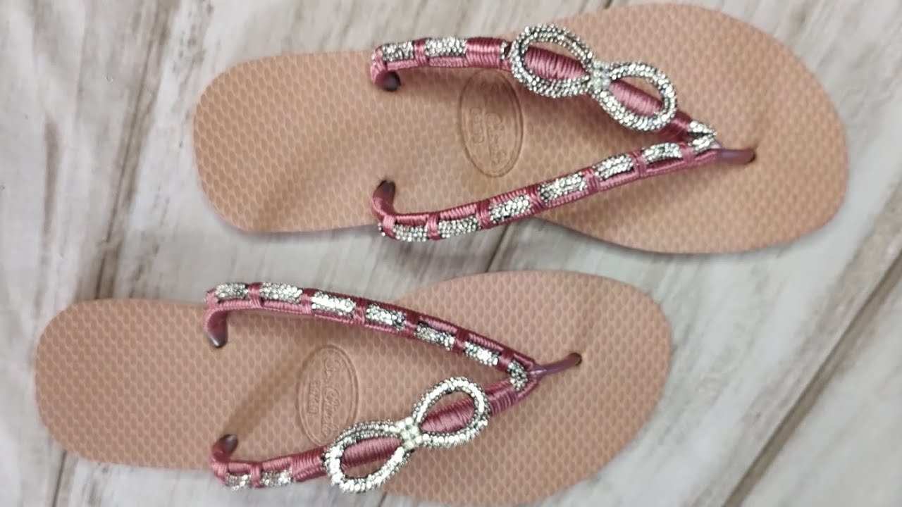 COMO FAZER UM CHINELO CUSTOMIZADO COM TUBO DE STRASS - FÁCIL DE FAZER