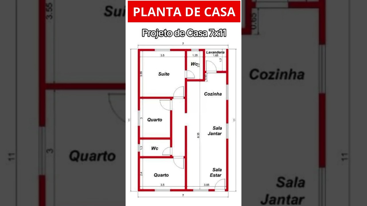 PLANTA BAIXA DE CASA COM 3 QUARTOS #shorts