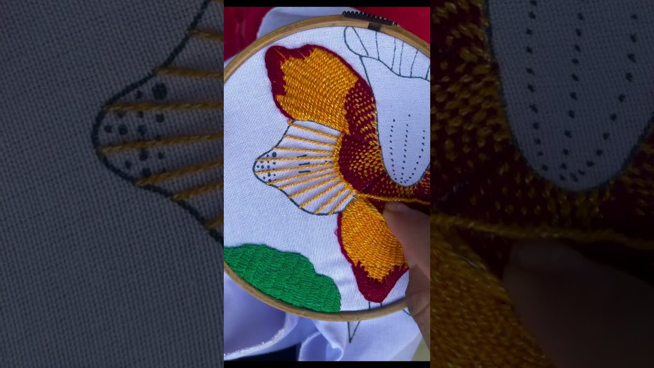 Como bordar una flor matizada(puntada completa) 🧶🪡❤️