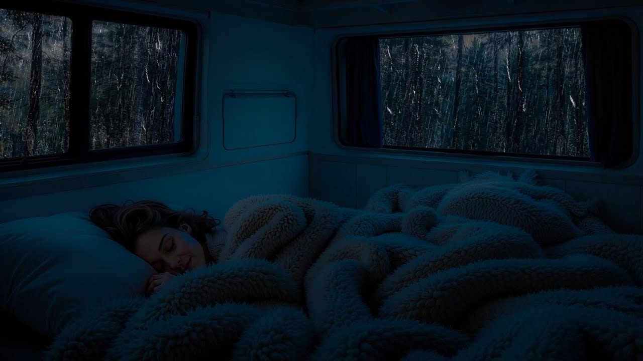 🌙 Уютная машина в бурную ночь ⛈️ | Нежные звуки дождя и далекий гром для глубокого, спокойного сна