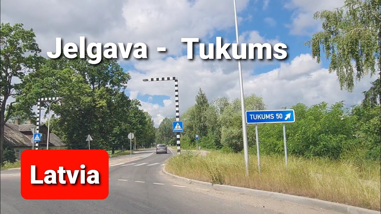 Eu roads. Latvian trip. Road Jelgava to Tukums. Road P98. Ceļš uz Tukumū.