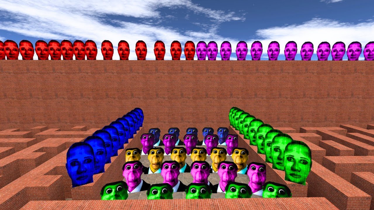 OBUNGA PACK 😱 & COLOURFUL SELENES 🌈 | BIG MAZE SANDBOX | GMod Long Video | GameX HD