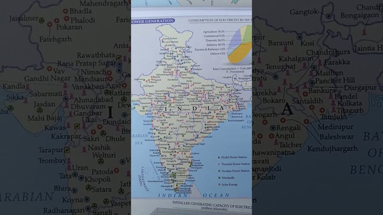 Power generation in India ,,,Bharat me bijli utpanna khana ,,,on map