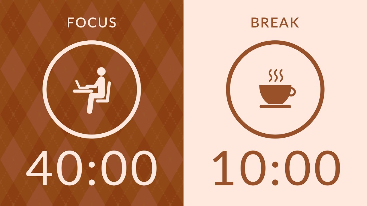 40/10 Pomodoro Timer with Brown Noise 🎧 2-Hour Study with Me for Deep Focus & ADHD ✨
