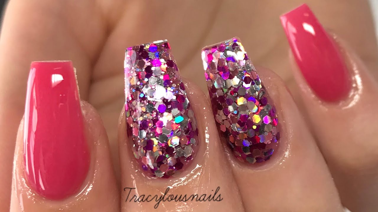 PINK & GLITTER NAILS | ACRYLIC NAILS