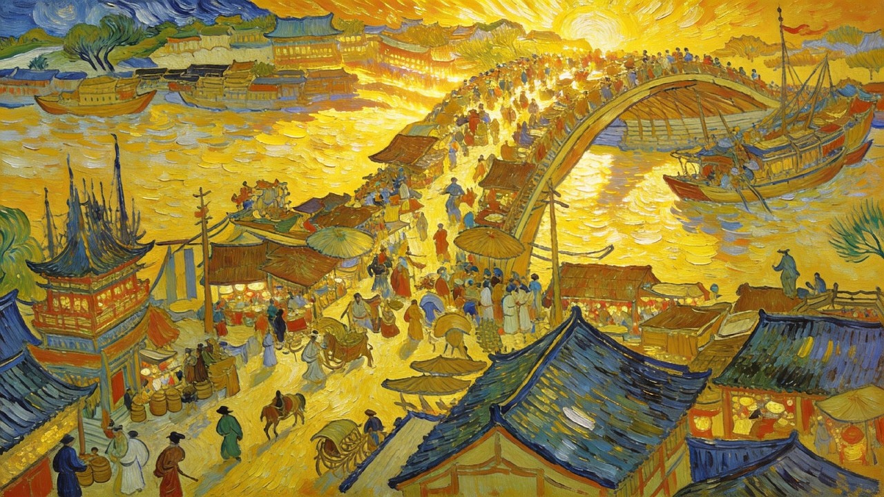 Visual Poems | Van Gogh | What If Van Gogh Painted Along the River During the Qingming Festival?
