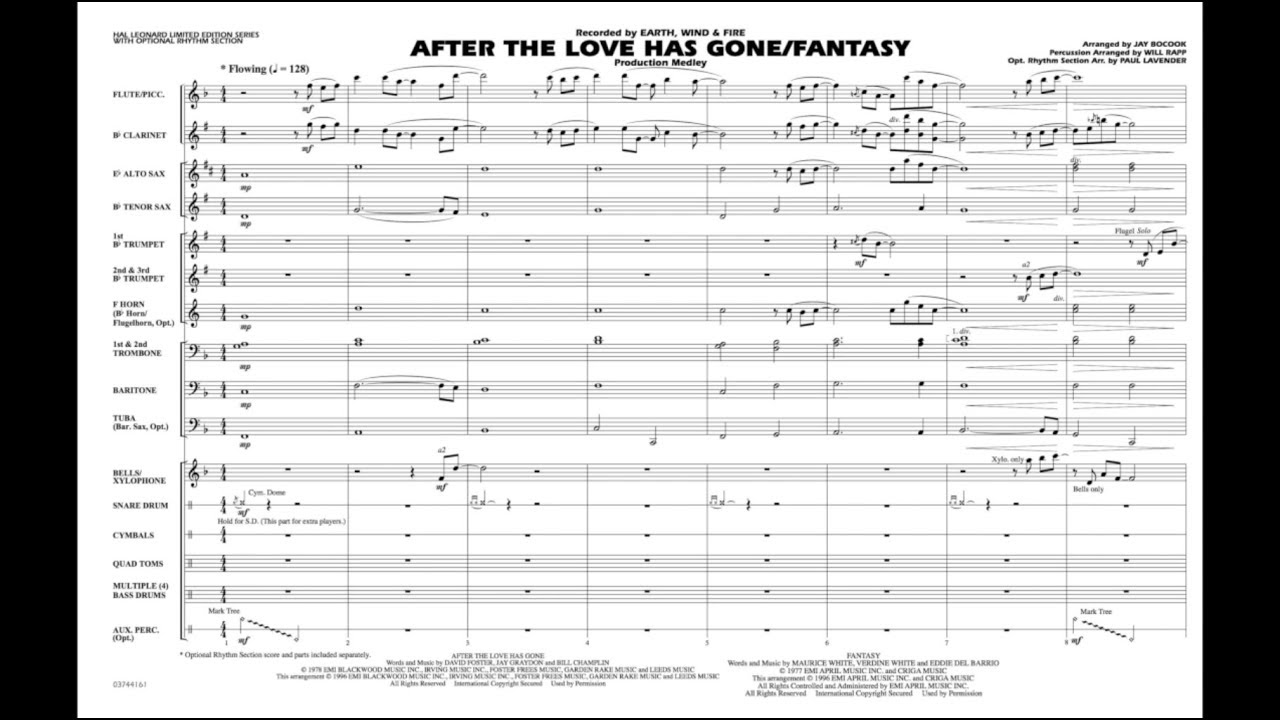 After the Love Has Gone/Fantasy arranged by Jay Bocook