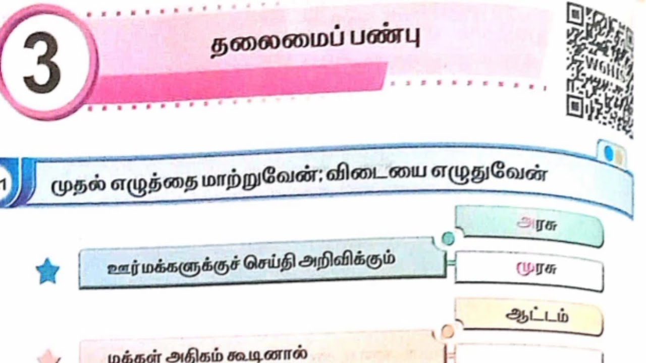 EE 5th standard Tamil term 3 work book answers unit 3 தலைமைப் பண்பு