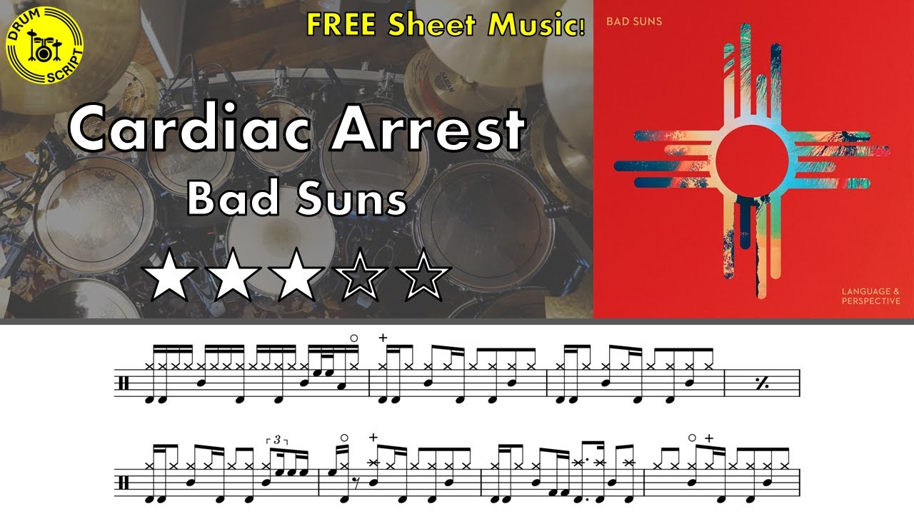 Cardiac Arrest - Bad Suns - FREE Drum Transcription (★★★☆☆)