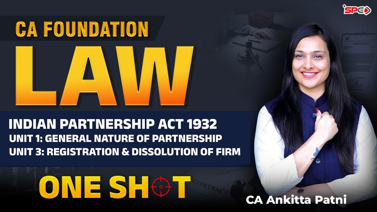 CA Foundation | Indian Partnership Act 1932 Unit 1, 3 | Law Lec 8 | Jan 26 | CA Ankitta Patni