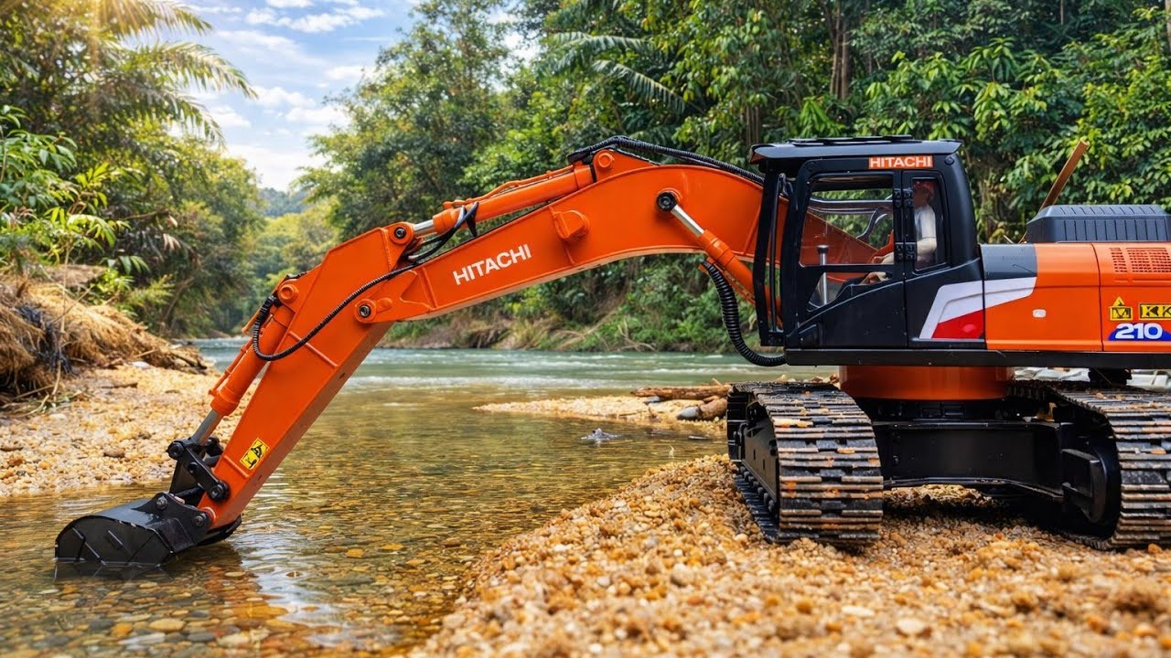 Strong Scale 1/16 : RC Excavator Huina 1580 And Volvo 6x6 Making Pipeline Project