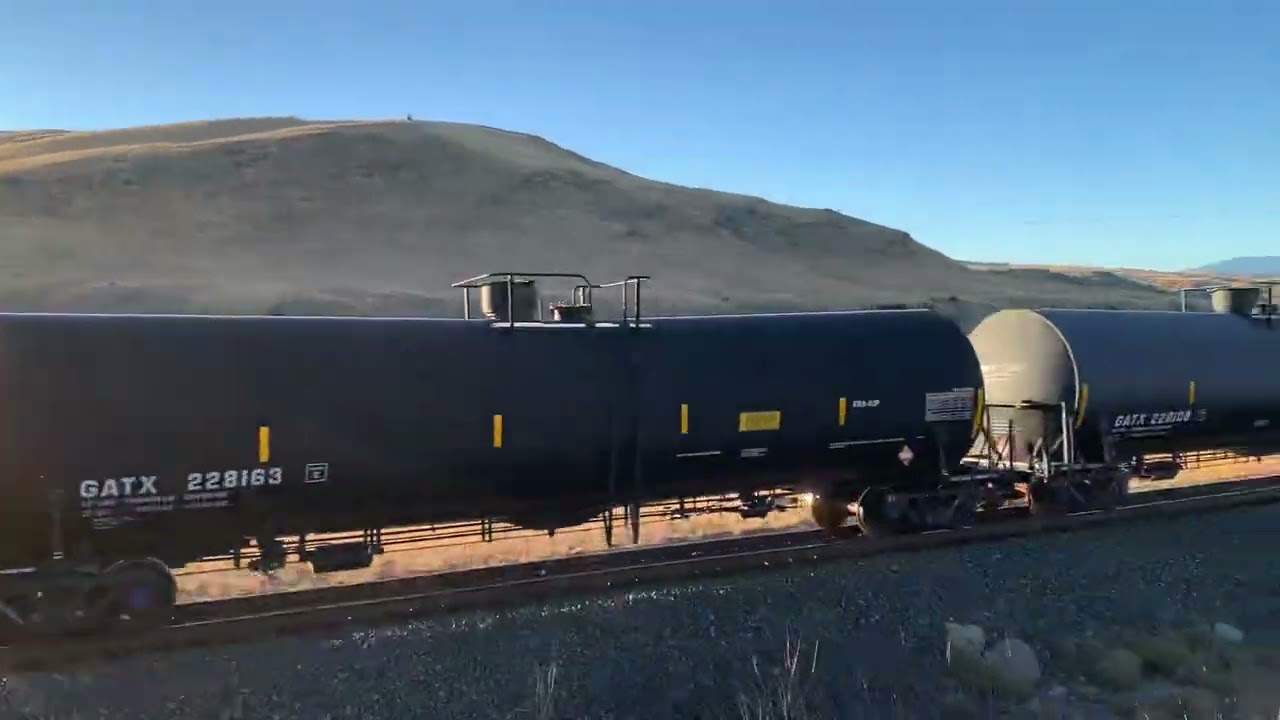 Montana Rail Link &ldquo;Bozeman Bullet&rdquo; throttling up and speeding by east of Livingston.