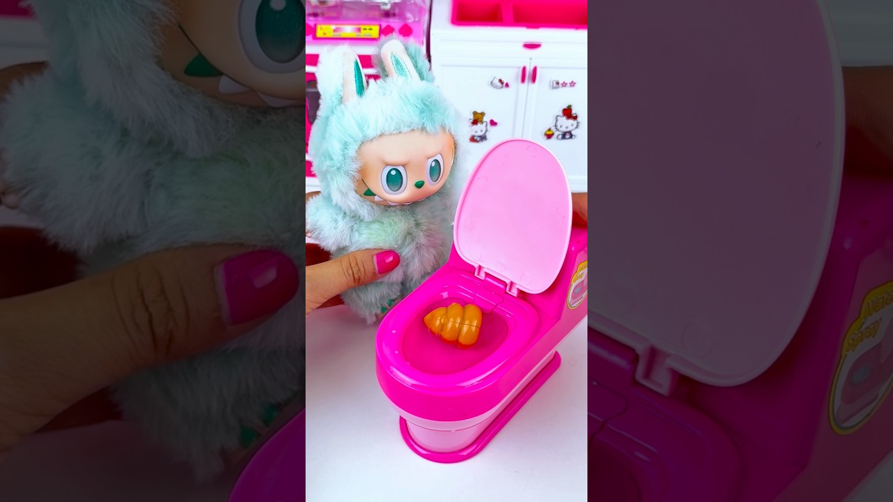 Satisfying with Unboxing & Review Miniature Labubu Toilet Set Toys | ASMR Videos #labubu #poop