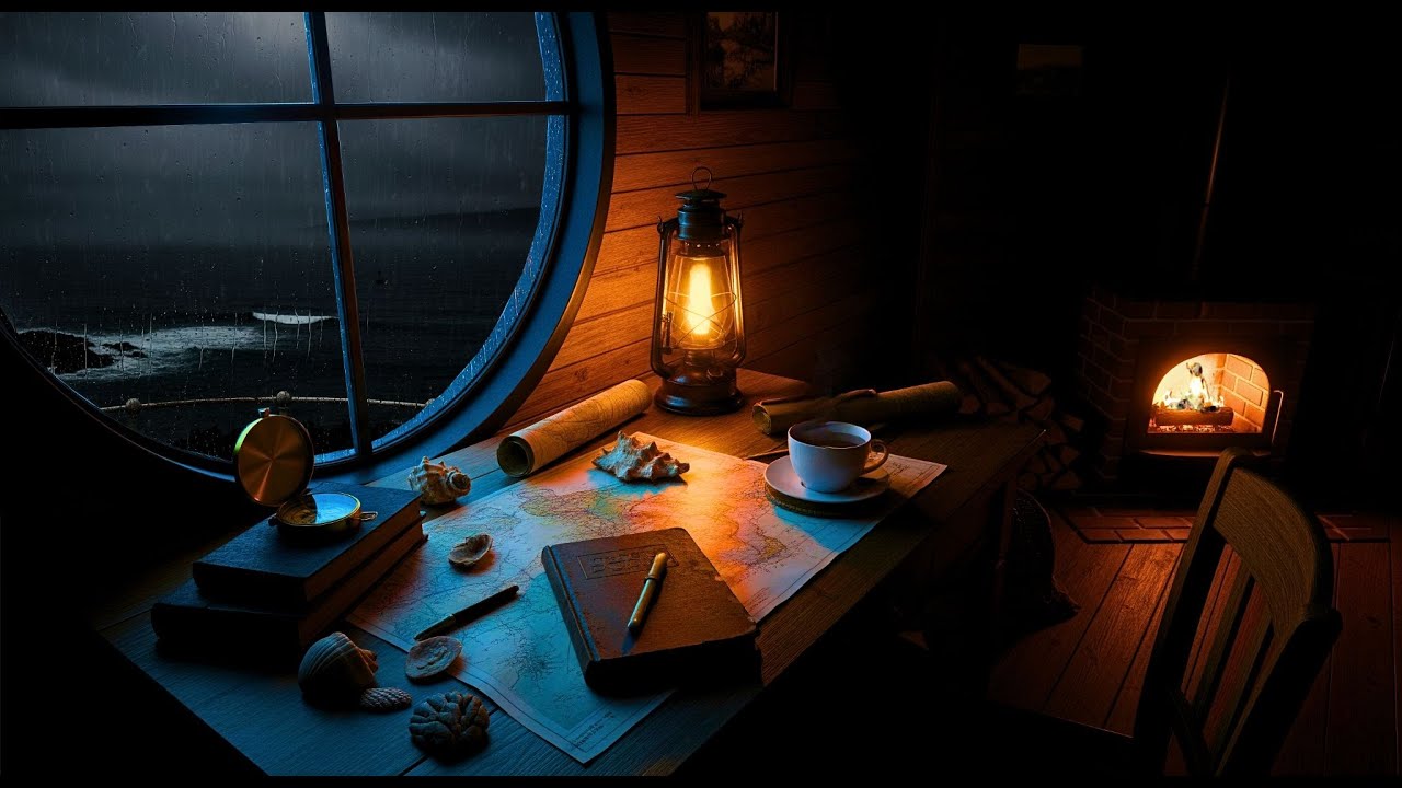 🔴 LIVE | 12 Hours of Cozy Lighthouse Storm 🌊 | Rain & Thunder Sounds + Fireplace Ambience