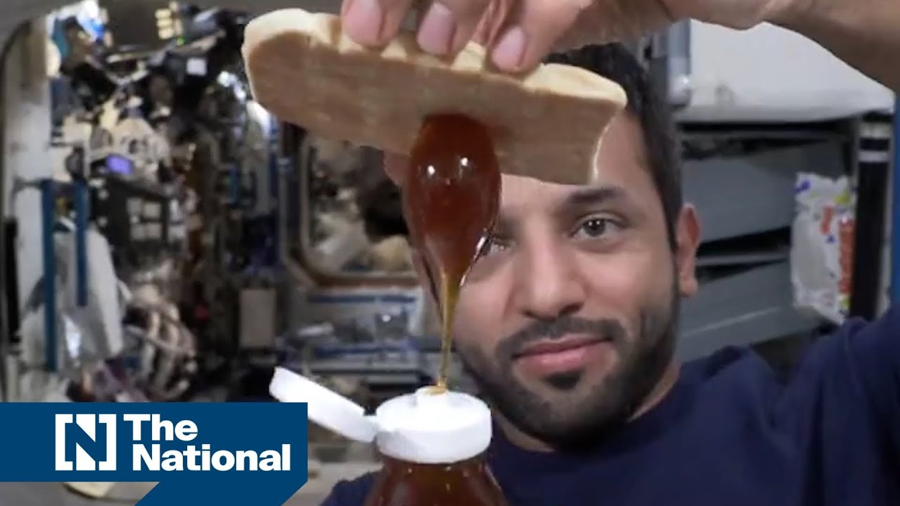 UAE astronaut Sultan Al Neyadi shows what happens to honey in space