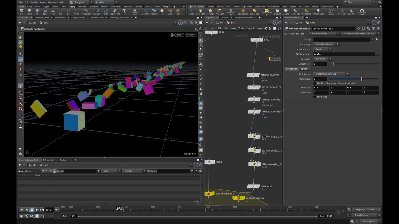 Houdini rolling cube