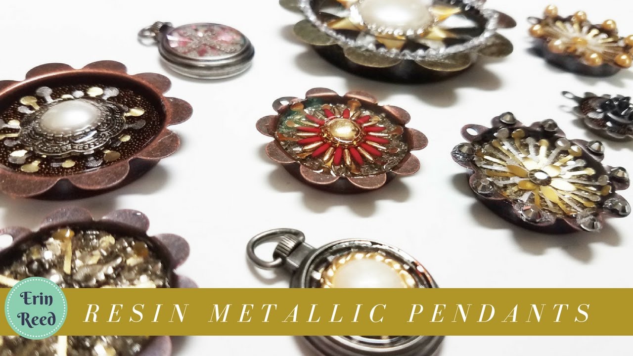 Metallic Resin Pendants made from Scrapbook Supplies