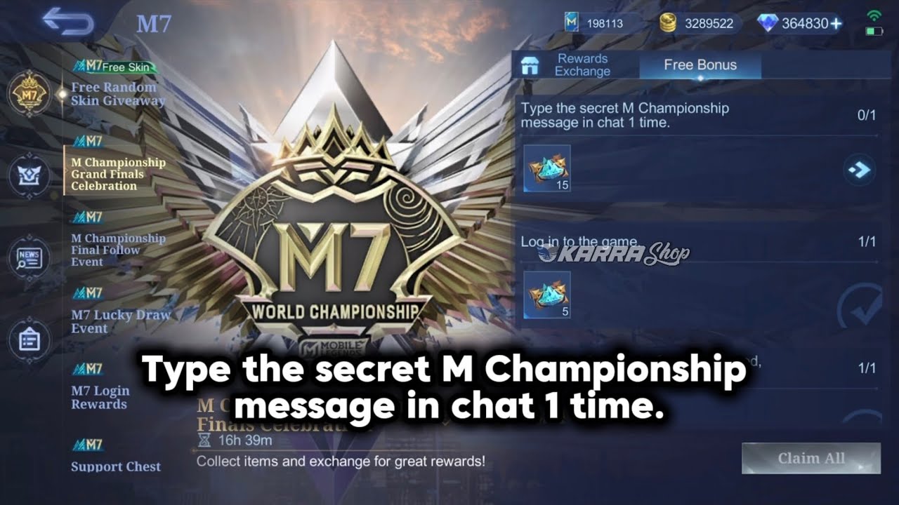 Type the secret M Championship message in chat 1 time. #m7 #mlbbm7 #mlbb #mobilelegends 