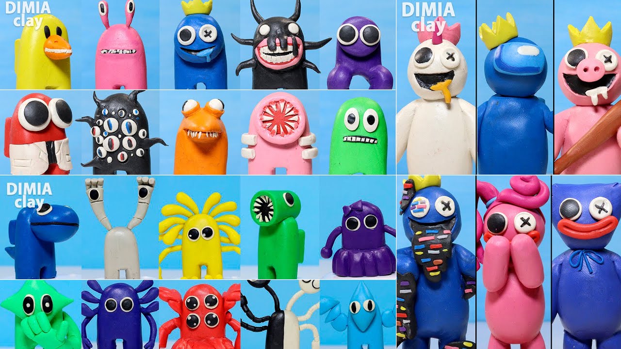 All ROBLOX in Among Us with clay (Rainbow Friends, Doors) and Blues | Dimia clay tutorial