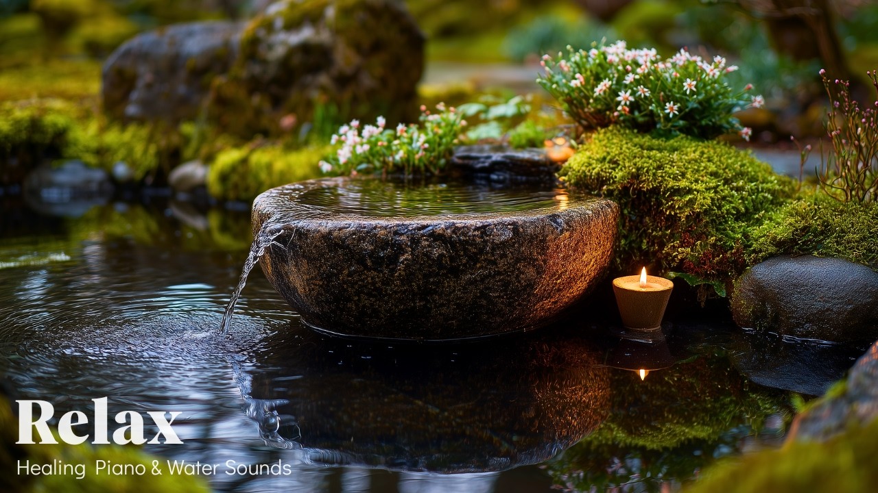 Deep Healing Piano Music 🌿 Japanese Garden Water Sounds for Instant Calm & Relaxation