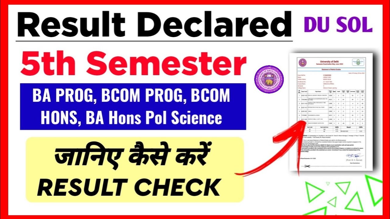 SOL 5th Semester Result Declared NEP Dec Exam 2024 | Sol Fifth Semester result Declared 2025: NEP