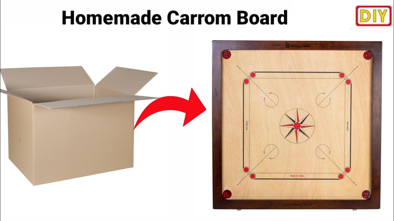 How to make Carrom board /How to make Carrom Board in cardboard /DIY Board game with cardboard/