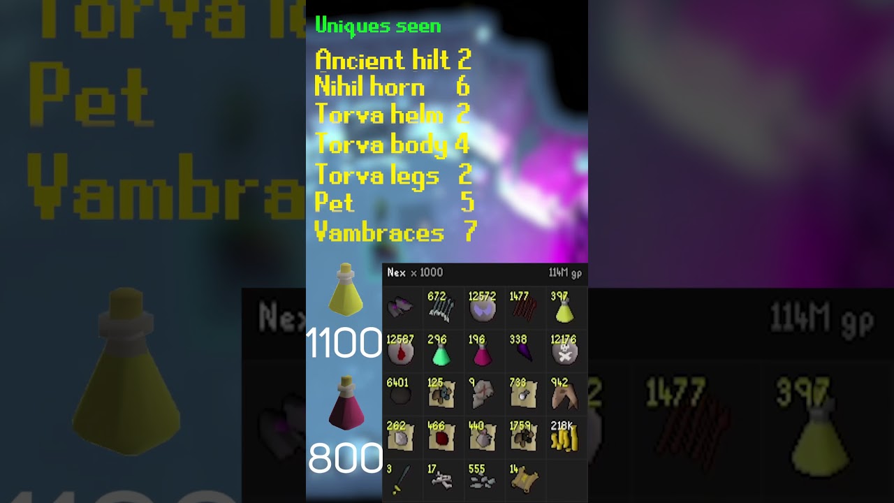 Showing the loot from 1,000 Nex KC!💲💲 #nex #oldschoolrunescape #shorts #osrs