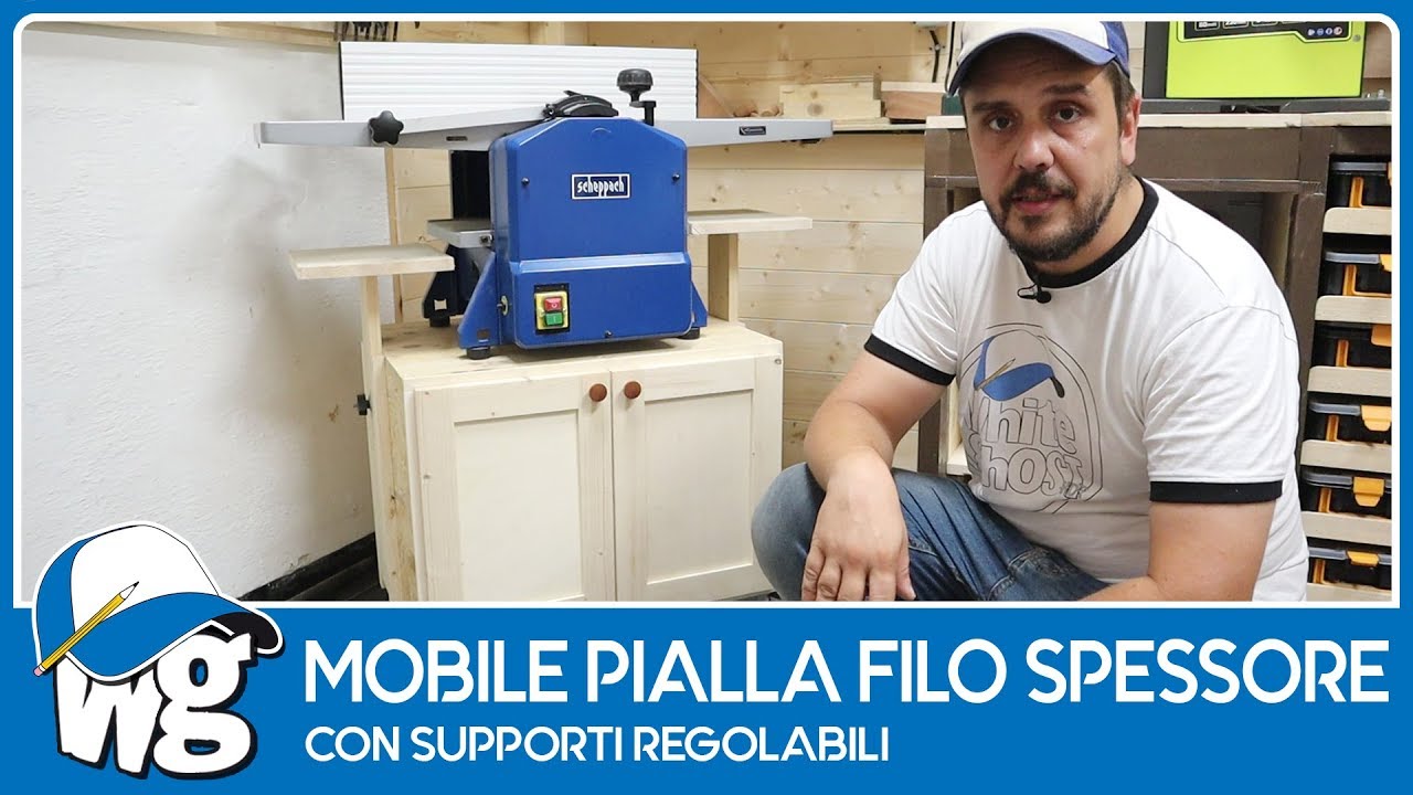 Mobile per pialla filo spessore con supporti regolabili