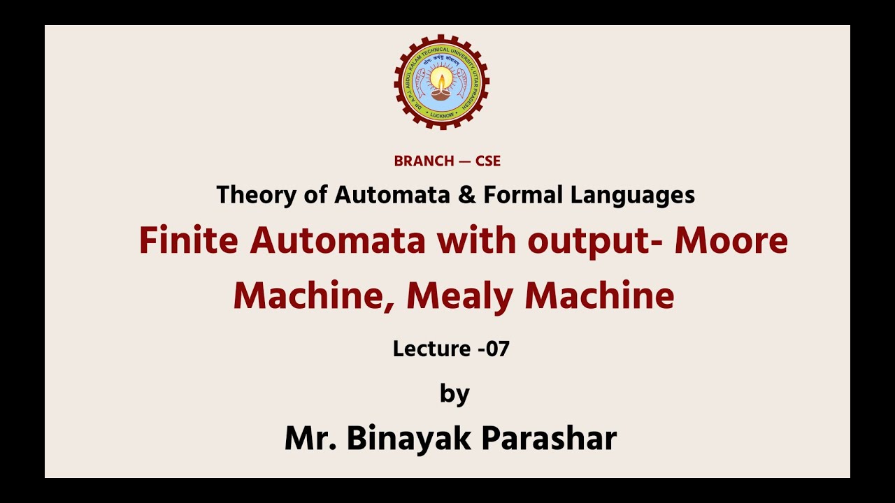 Theory of Automata & Formal Languages|Finite Automata With Output- Moore Machine,Mealy Machine|AKTU