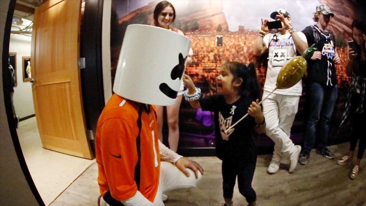 Marshmello Makes a New Friend at Red Rocks