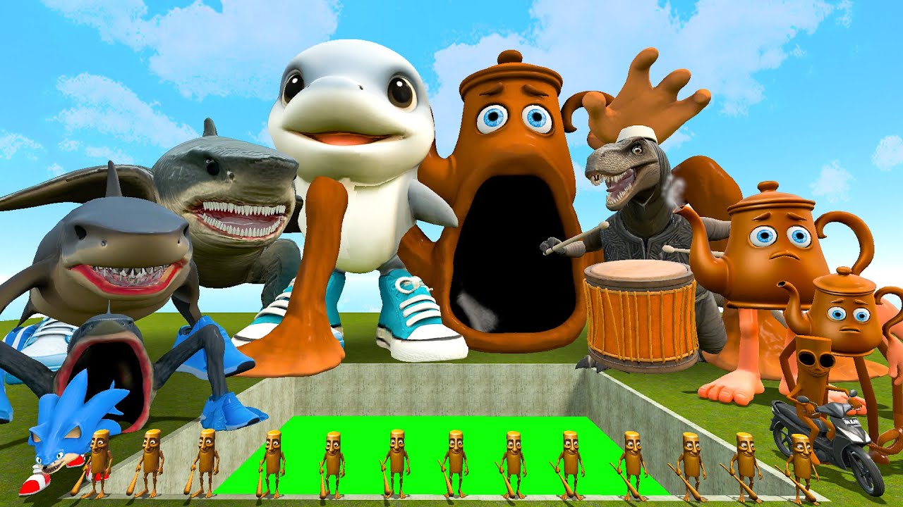 BIG HOLE TOXIC ALL TRALALERO TRALALA VS ALL TA TA TA SAHUR SEA EATER SPARTAN KICKING in Garry's Mod!