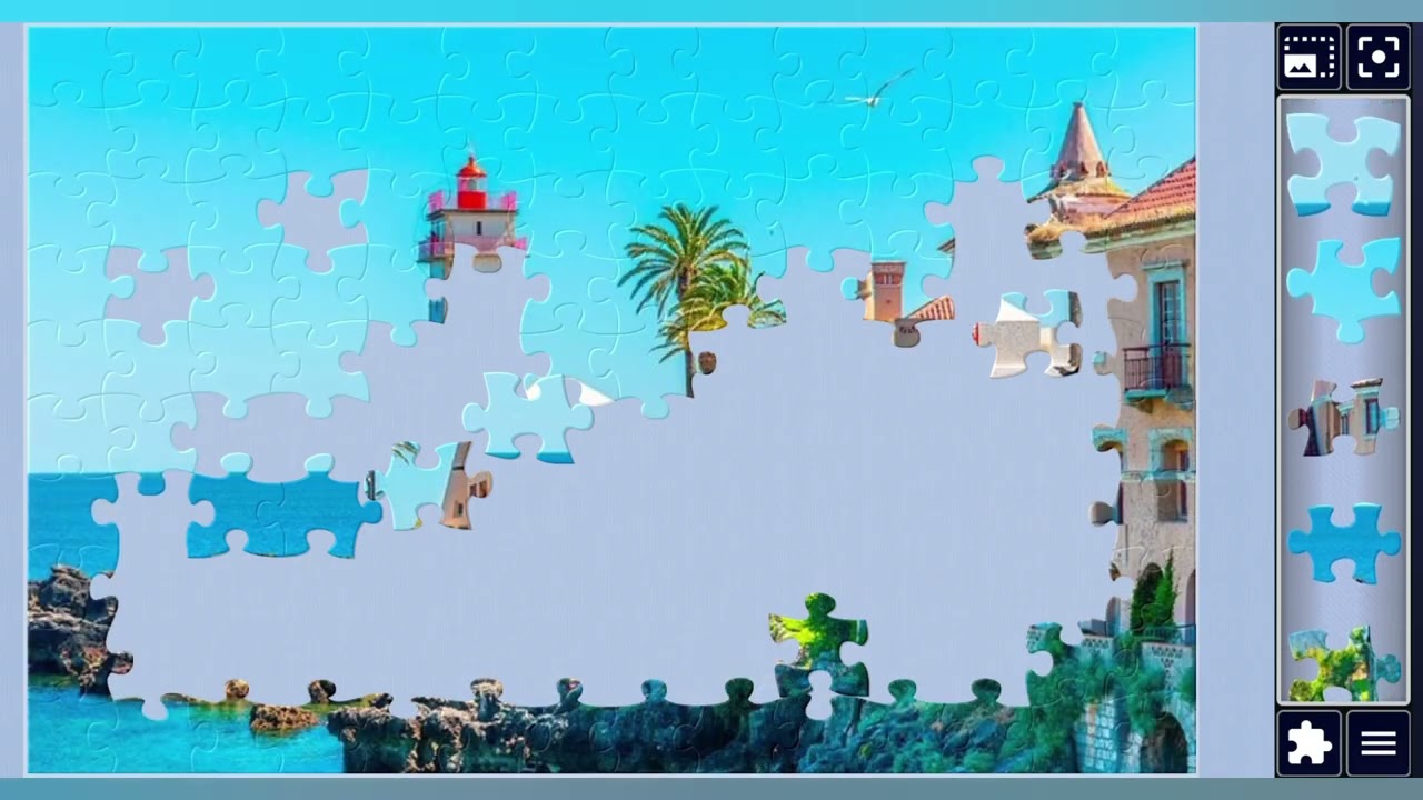 Seaside Charm:Red,White & Blue Lighthouse by the Rocky Coast🌊⛱️//jigsaw puzzles Craft🧩//puzzlesArt//