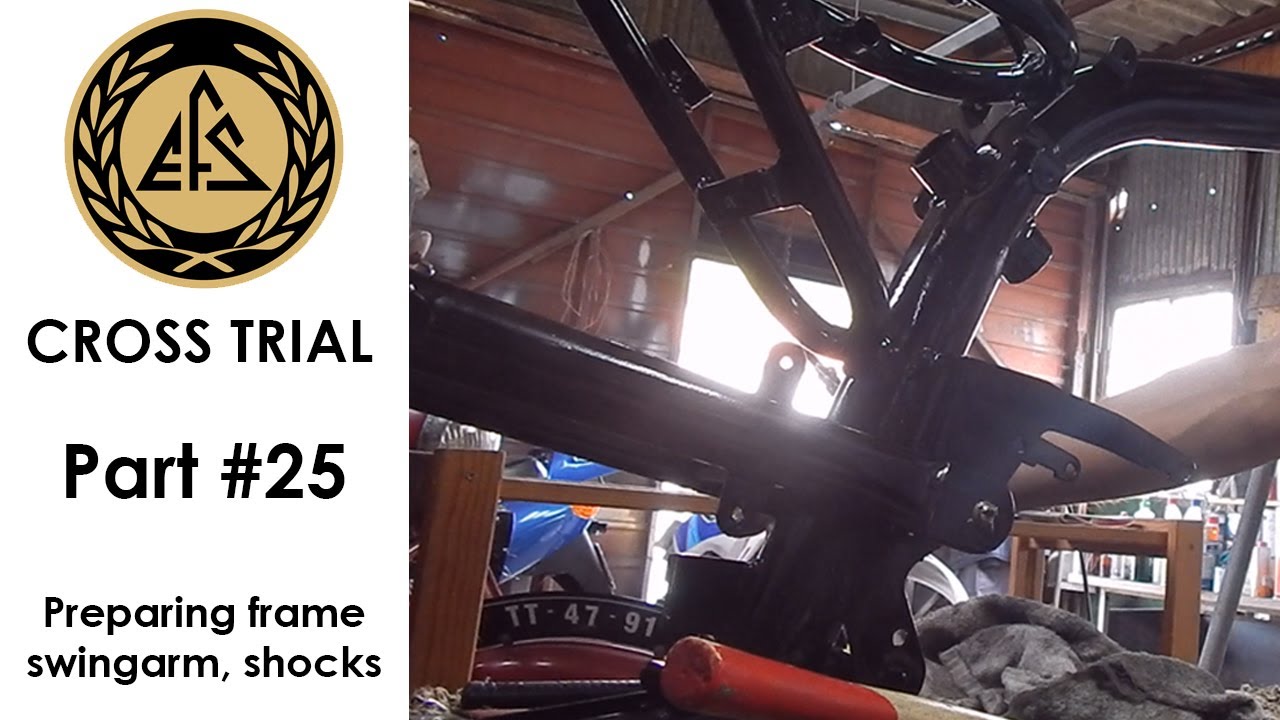 EFS Cross Trial - Part #25 (Preparing frame, installing swingarm and rear shocks)