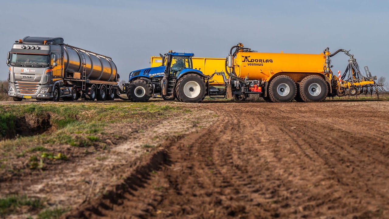 Slurry spreading with New Holland T8.350 + Veenhuis tanker / Moorlag / 2022